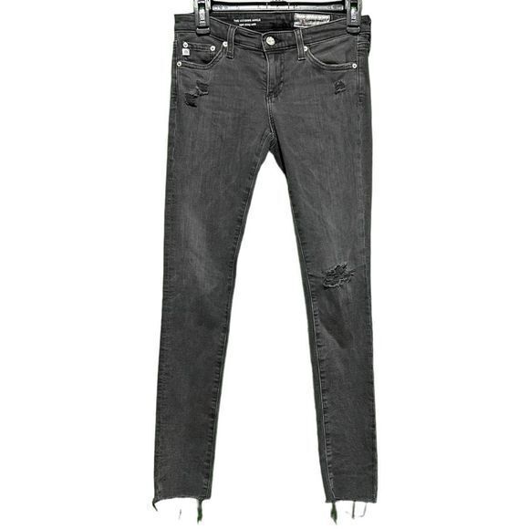 AG Adriano Goldschmied AGed Denim Size 25R Faded Gray Wash Super Skinny Jeans‎ - Picture 1 of 7